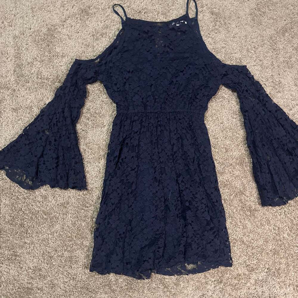 Navy blue lace mini dress